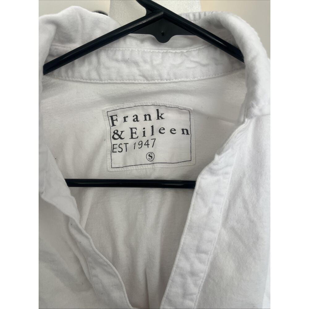 Frank & Eileen Patrick Popover Henley White Size Small Raw Hem Coastal Basic - Picture 4 of 12